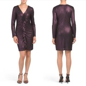 Sam Edelman Metallic Ruffled Sheath Dress